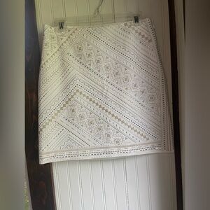 White House Black Market Cream Embellished Mini Skirt size 4